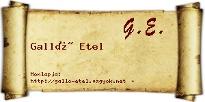 Galló Etel névjegykártya